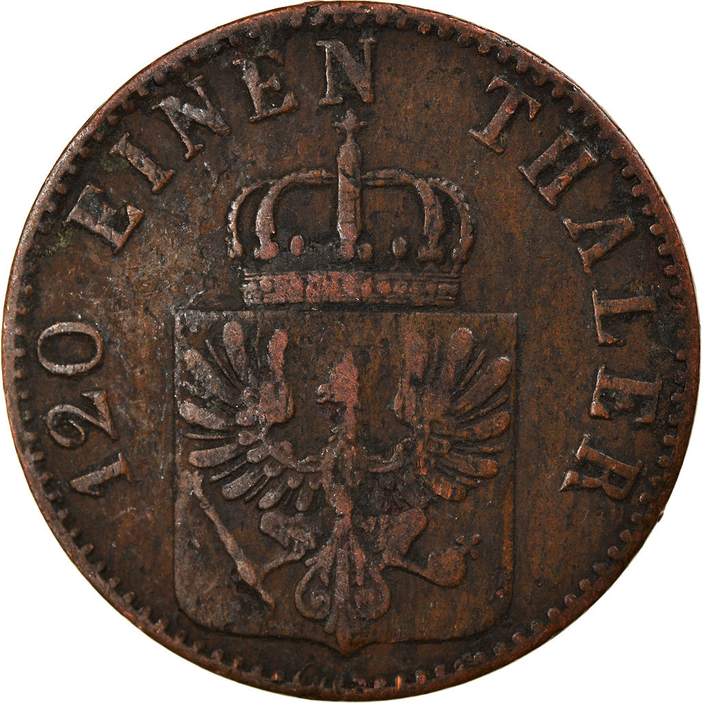 Munten, Duitse staten, PRUSSIA, Wilhelm I, 3 Pfennig, 1865, FR+, Koper, KM:482