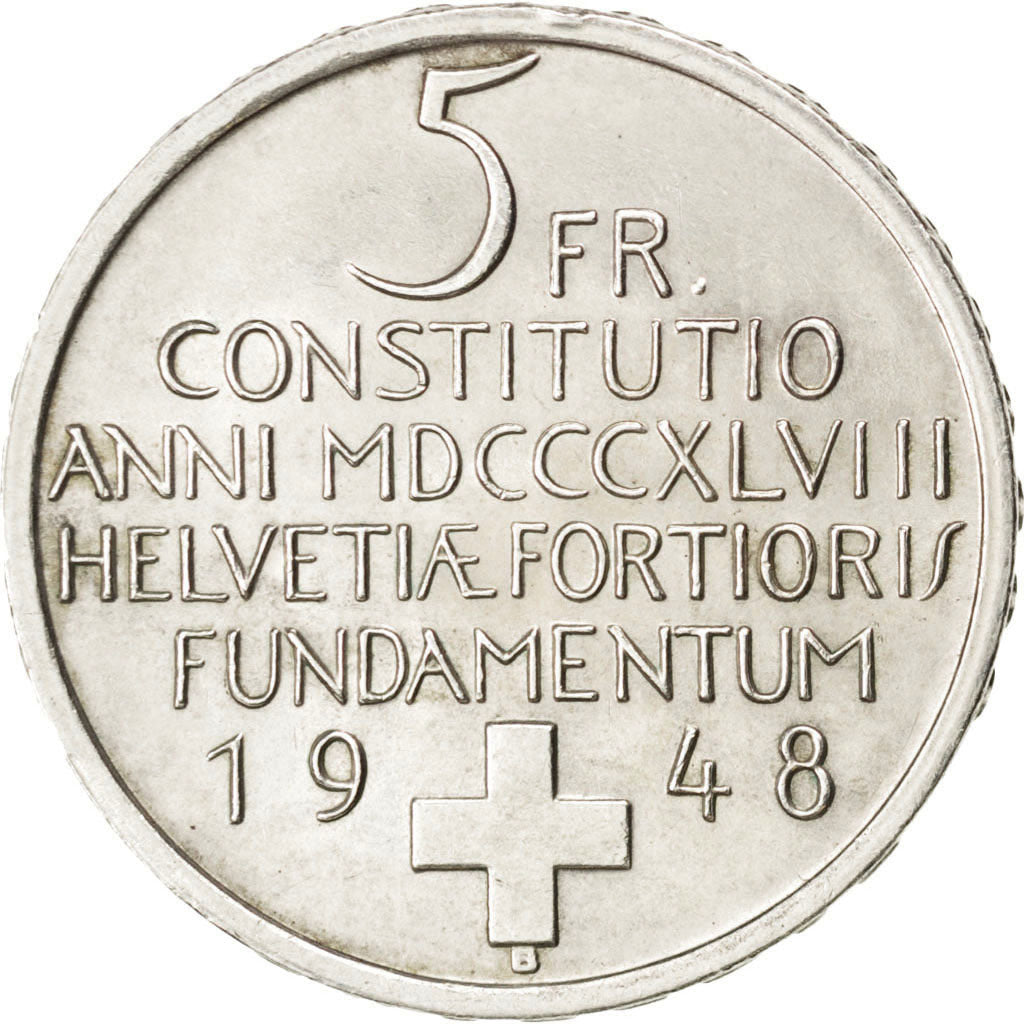 SWITZERLAND, 5 Francs, 1948, Bern, KM #48, MS(60-62), Silver, 31, 15.01