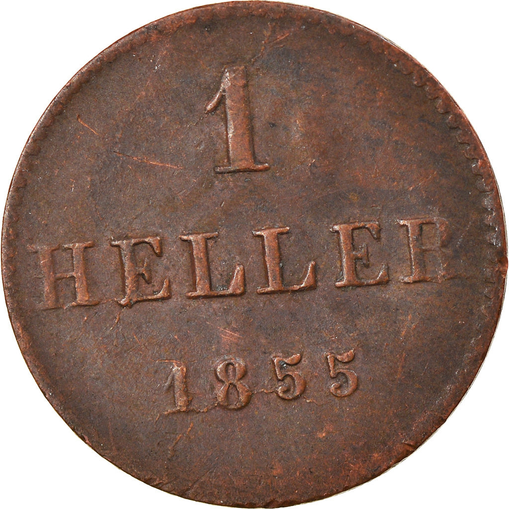 Monnaie, Etats allemands, FRANKFURT AM MAIN, Heller, 1855, TTB, Cuivre, KM:351