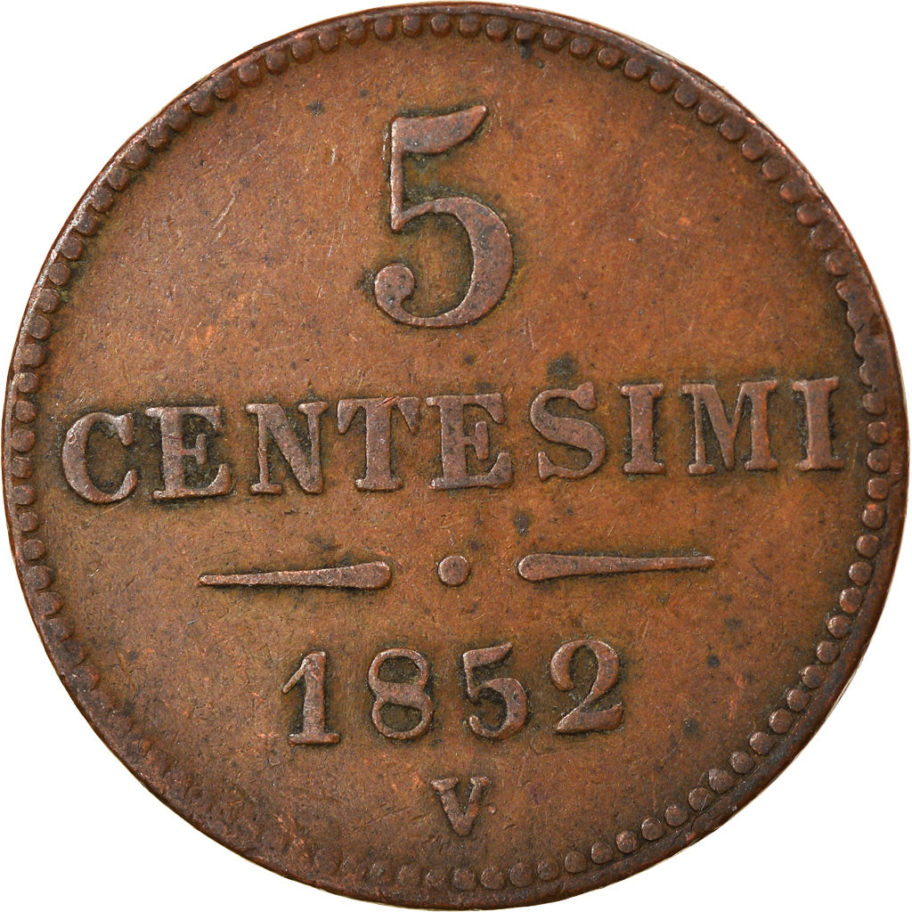 Monnaie, États italiens, LOMBARDY-VENETIA, 5 Centesimi, 1852, Venice, TTB