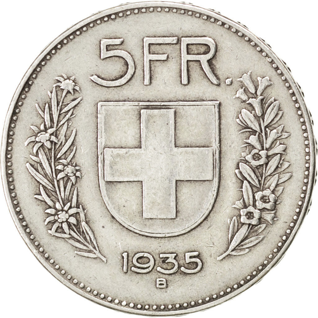 SWITZERLAND, 5 Francs, 1935, Bern, KM #40, VF(30-35), Silver, 31.45, 14.93