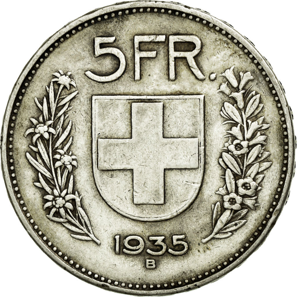 Coin, Switzerland, 5 Francs, 1935, Bern, EF(40-45), Silver, KM:40