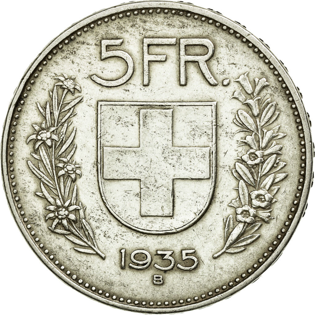 Coin, Switzerland, 5 Francs, 1935, Bern, EF(40-45), Silver, KM:40