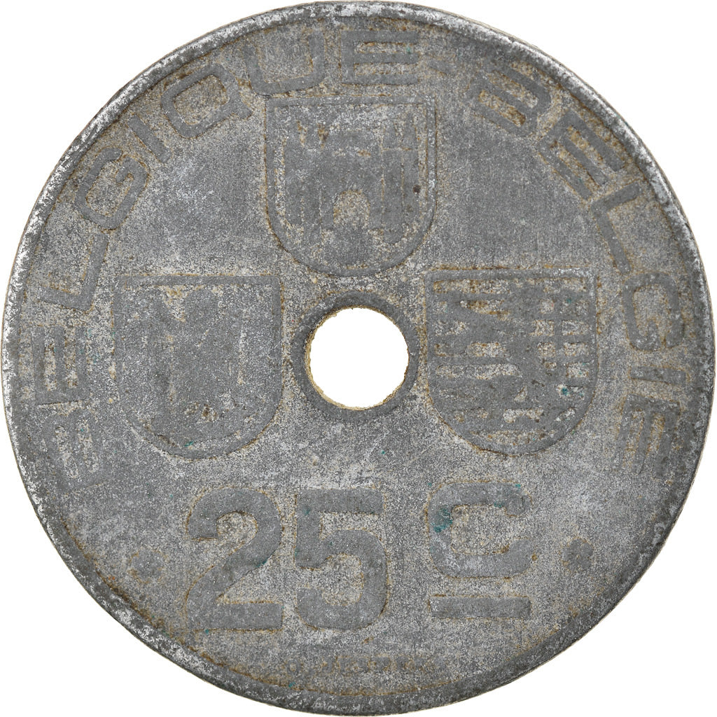 Coin, Belgium, 25 Centimes, 1943, VF(20-25), Zinc, KM:131