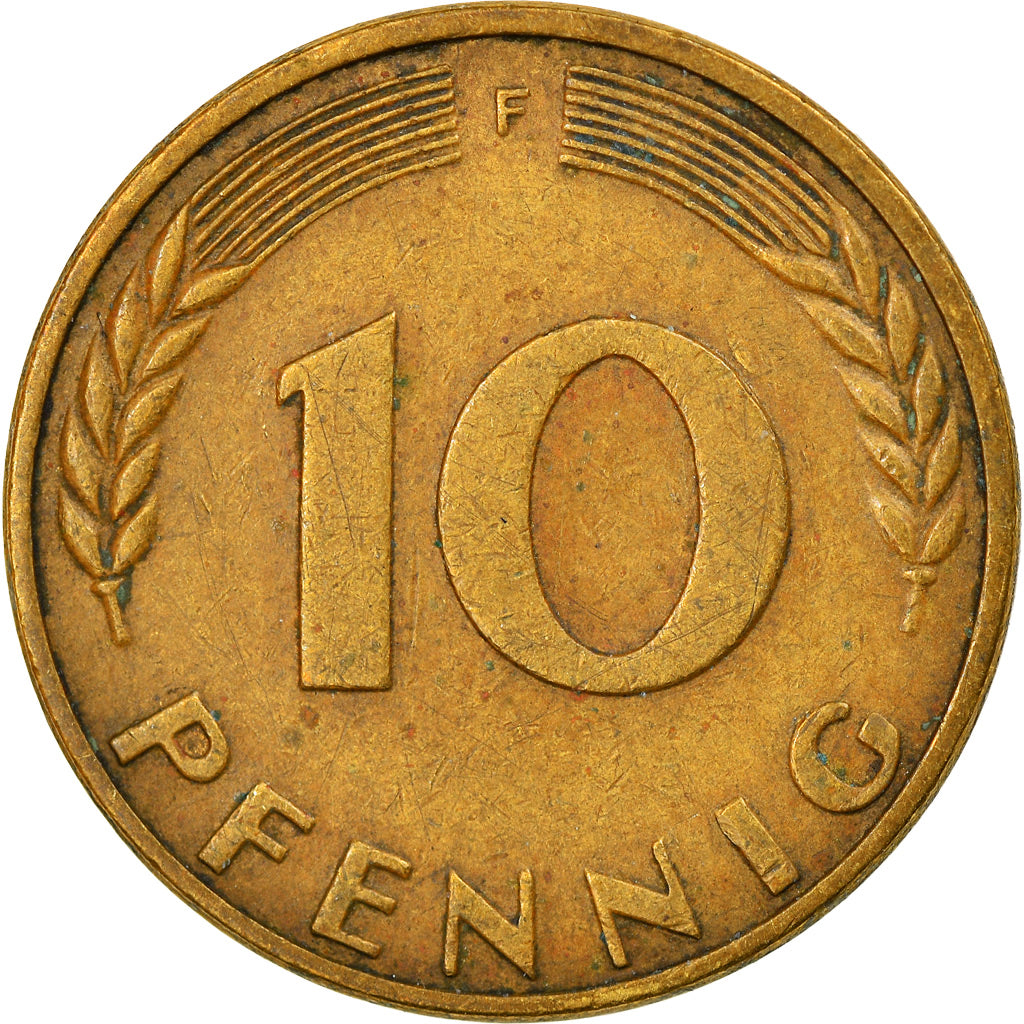 Moneta, Niemcy - RFN, 10 Pfennig, 1966, Stuttgart, VF(30-35), Mosiądz powlekany