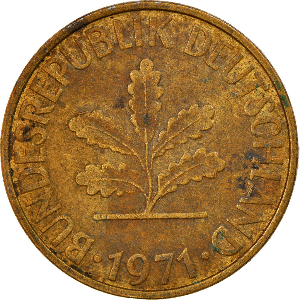 Münze, Bundesrepublik Deutschland, 10 Pfennig, 1971, Stuttgart, S, Brass Clad