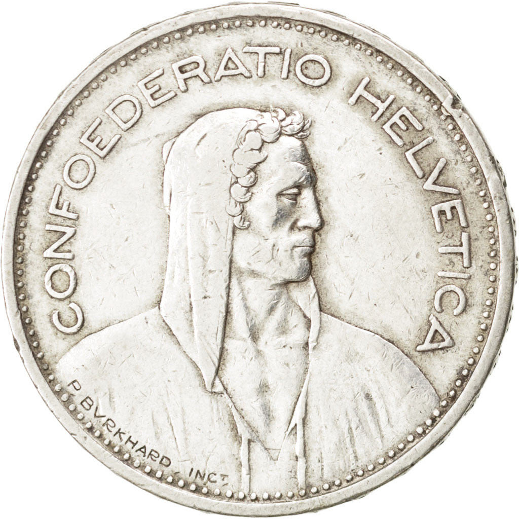 Svizzera, 5 Francs, 1939, Bern, BB+, Argento, KM:40