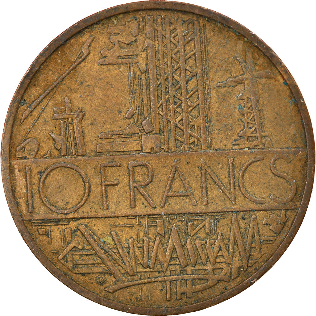 Moeda, França, Mathieu, 10 Francs, 1976, Paris, VF(20-25), Níquel-Latão