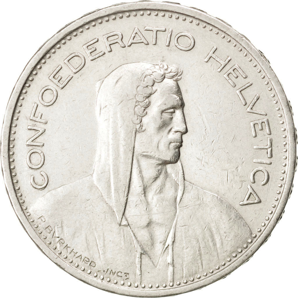 SWITZERLAND, 5 Francs, 1939, Bern, KM #40, AU(55-58), Silver, 31.45, 14.97