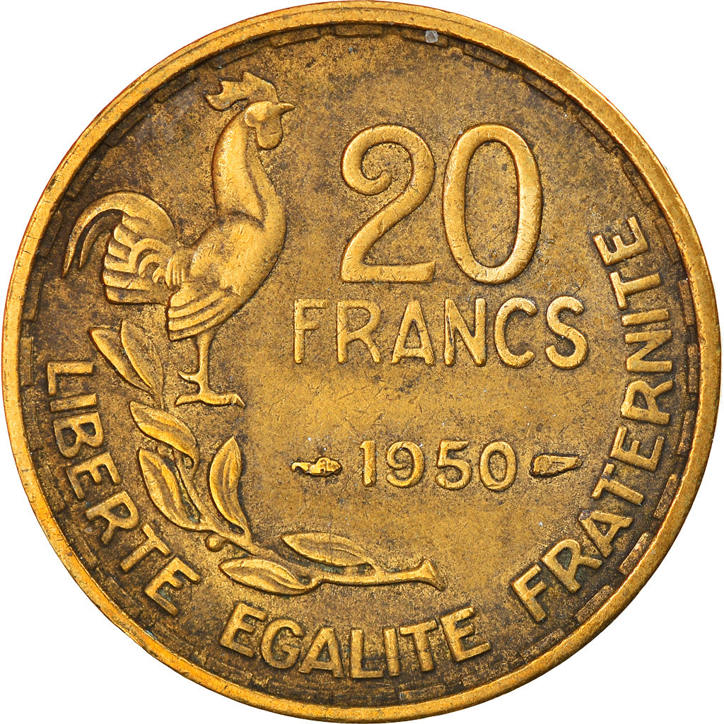 Moneta, Francja, Guiraud, 20 Francs, 1950, Paris, VF(30-35), Aluminium-Brąz