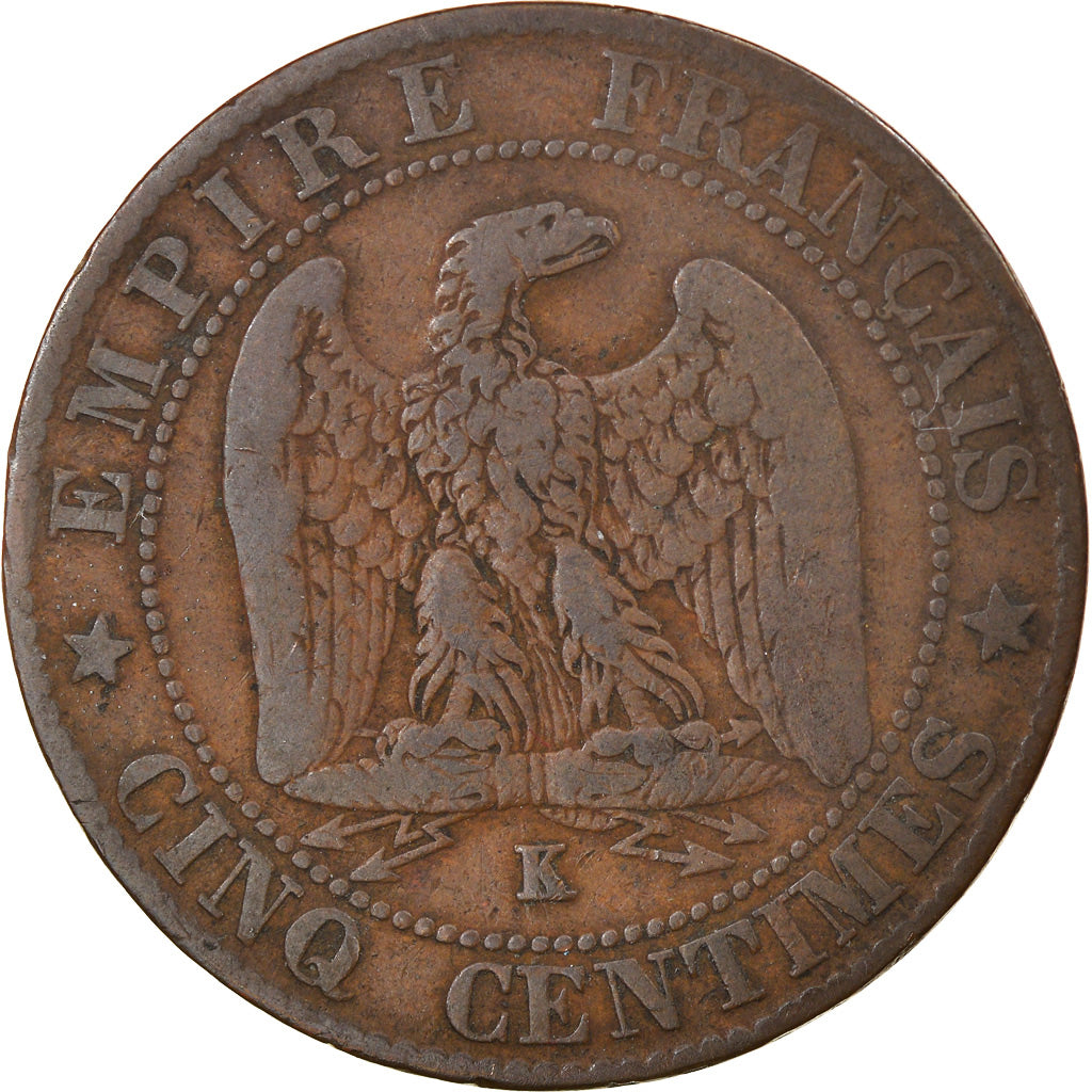 Moneta, Francia, Napoleon III, Napoléon III, 5 Centimes, 1862, Bordeaux, MB+