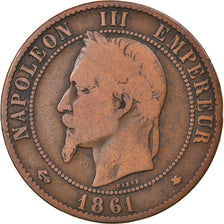 Moneda, Francia, Napoleon III, Napoléon III, 10 Centimes, 1861, Paris, BC+