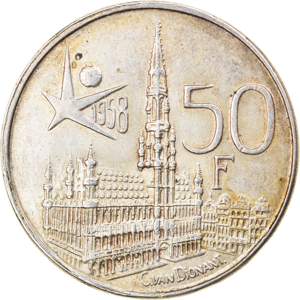 Coin, Belgium, 50 Francs, 50 Frank, 1958, Brussels, VF(30-35), Silver, KM:150.1