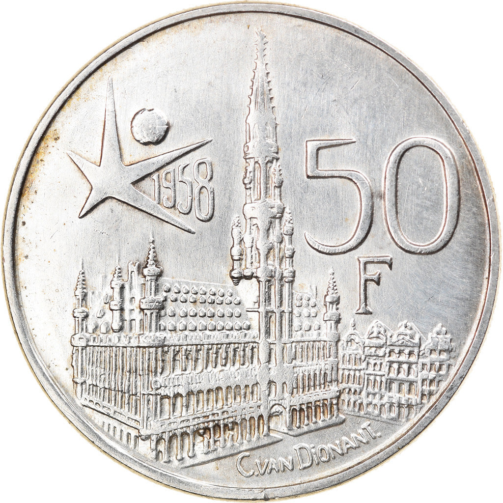 Coin, Belgium, 50 Francs, 50 Frank, 1958, Brussels, EF(40-45), Silver, KM:151.1