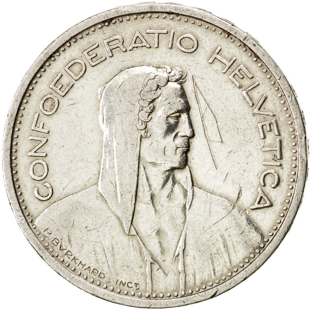 SWITZERLAND, 5 Francs, 1954, Bern, KM #40, EF(40-45), Silver, 31.45, 14.99