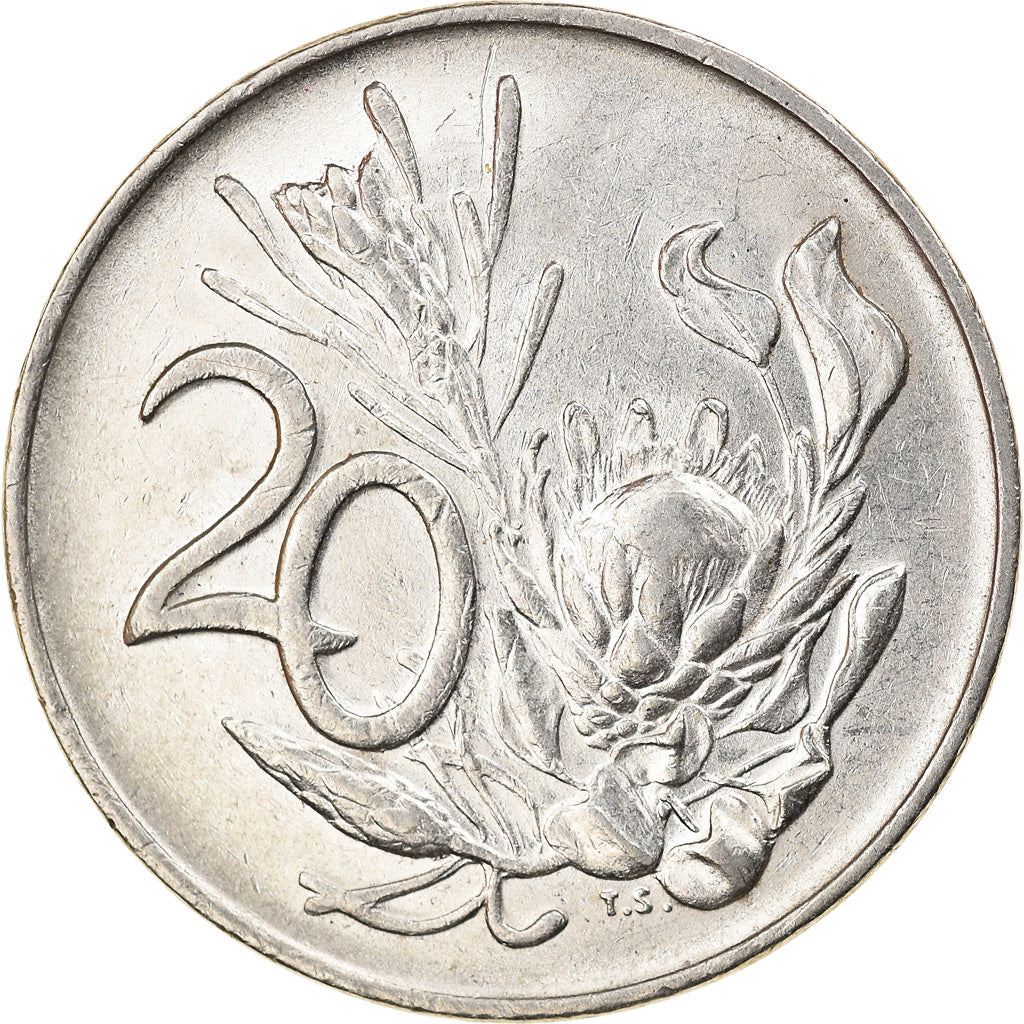 Moneda, Sudáfrica, 20 Cents, 1972, BC+, Níquel, KM:86