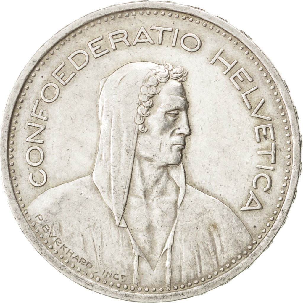 Coin, Switzerland, 5 Francs, 1954, Bern, AU(50-53), Silver, KM:40