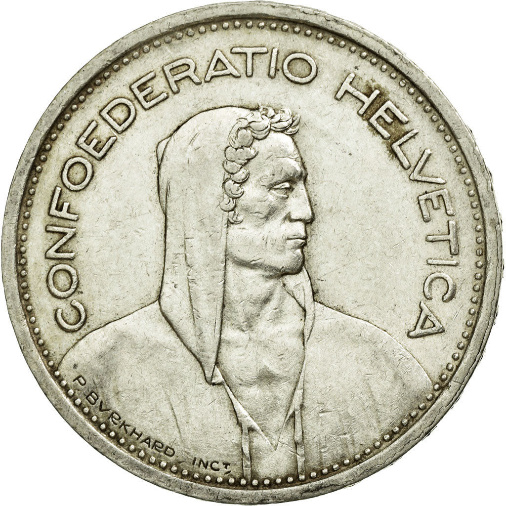 Coin, Switzerland, 5 Francs, 1954, Bern, AU(50-53), Silver, KM:40