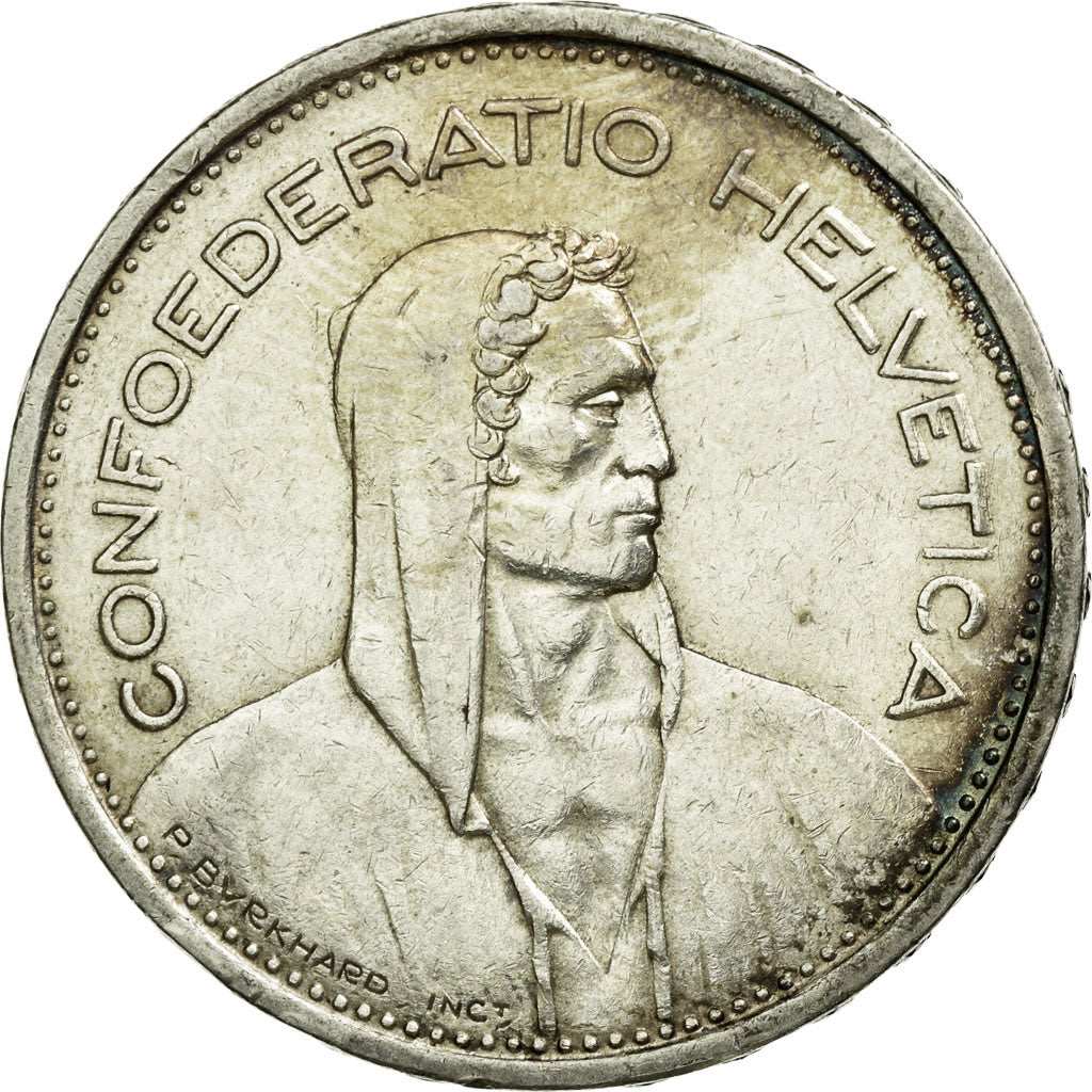 Coin, Switzerland, 5 Francs, 1954, Bern, AU(55-58), Silver, KM:40