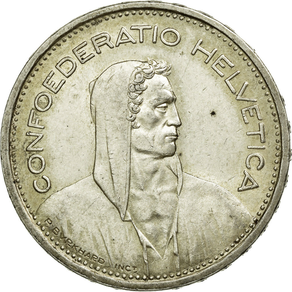 Coin, Switzerland, 5 Francs, 1954, Bern, AU(55-58), Silver, KM:40