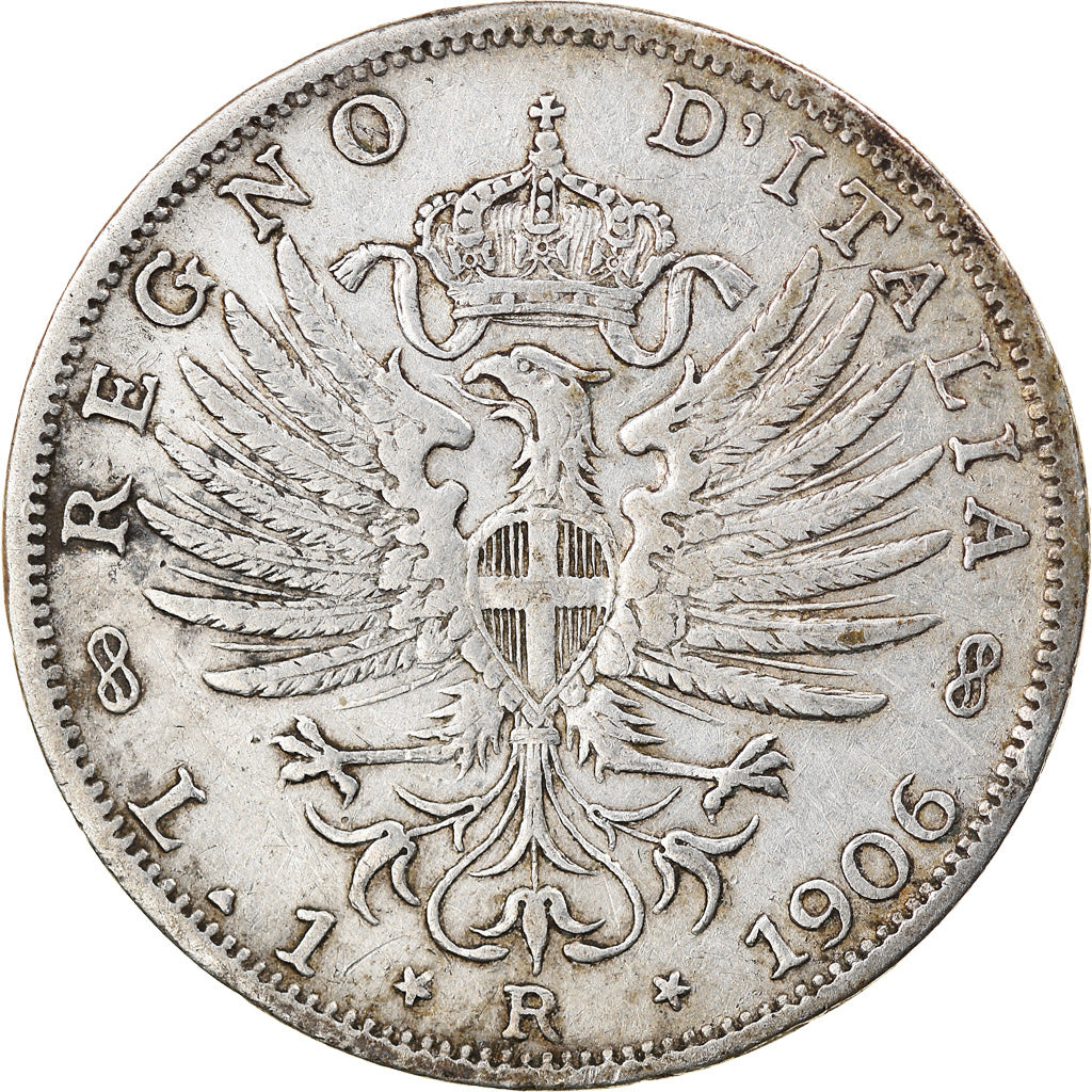 Coin, Italy, Vittorio Emanuele III, Lira, 1906, Rome, VF(30-35), Silver, KM:32