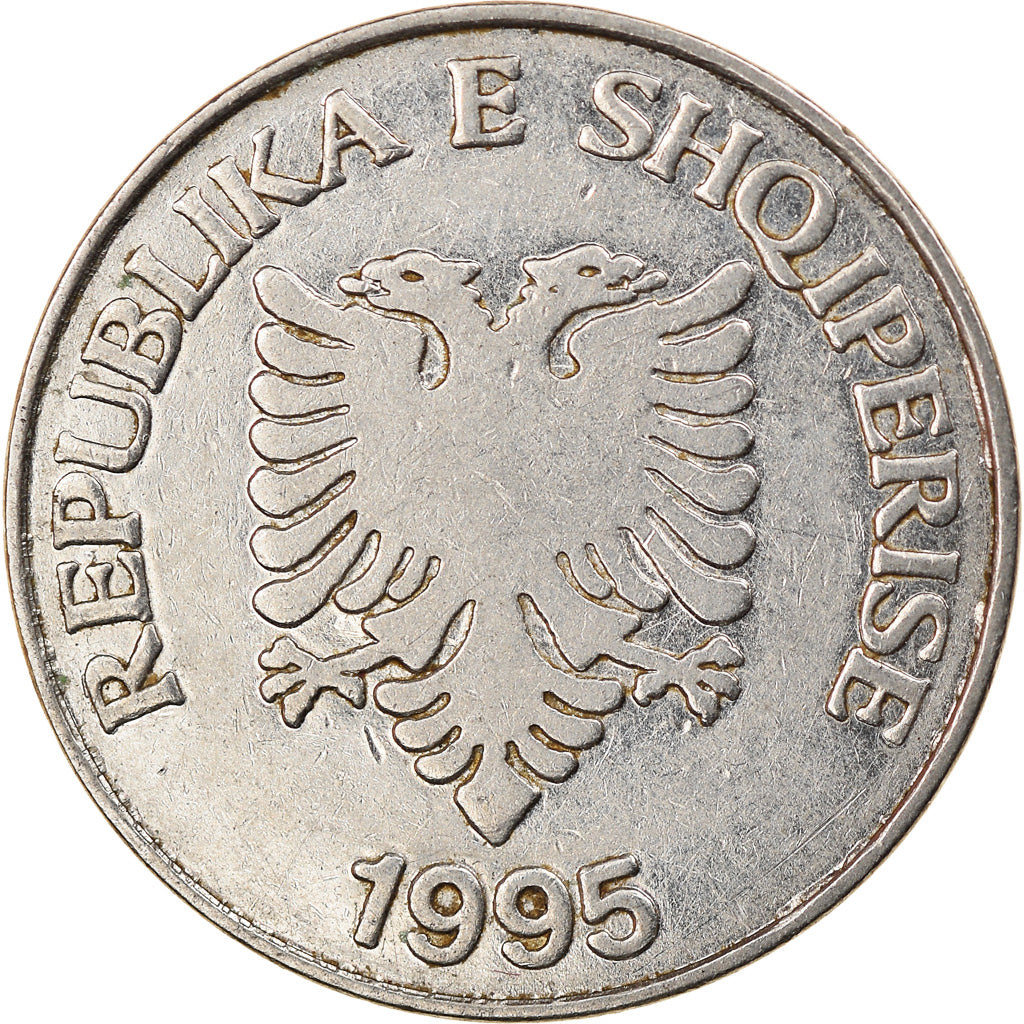 Moneta, Albania, 5 Lekë, 1995, Rome, BB, Acciaio placcato nichel, KM:76