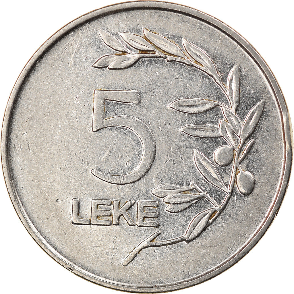 Moneta, Albania, 5 Lekë, 1995, Rome, BB, Acciaio placcato nichel, KM:76