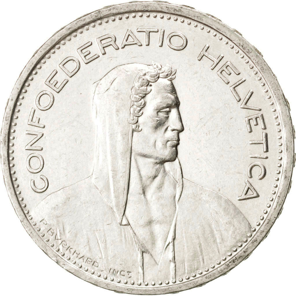 SWITZERLAND, 5 Francs, 1954, Bern, KM #40, MS(60-62), Silver, 31.45, 14.97