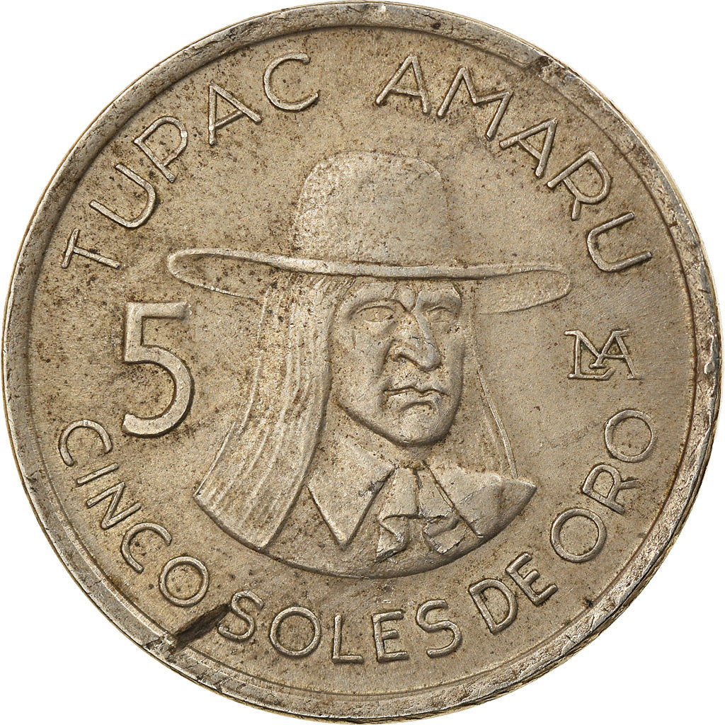 Moeda, Peru, 5 Soles, 1977, Lima, VF(30-35), Cobre-níquel, KM:267