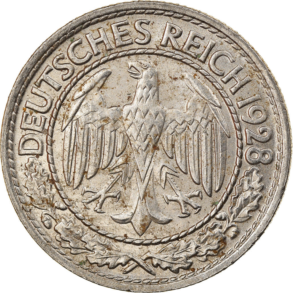 Munten, Duitsland, Weimarrepubliek, 50 Reichspfennig, 1928, Berlin, ZF, Nickel