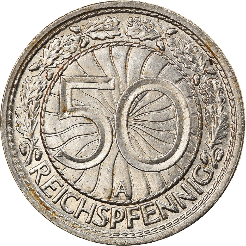 Munten, Duitsland, Weimarrepubliek, 50 Reichspfennig, 1928, Berlin, ZF, Nickel