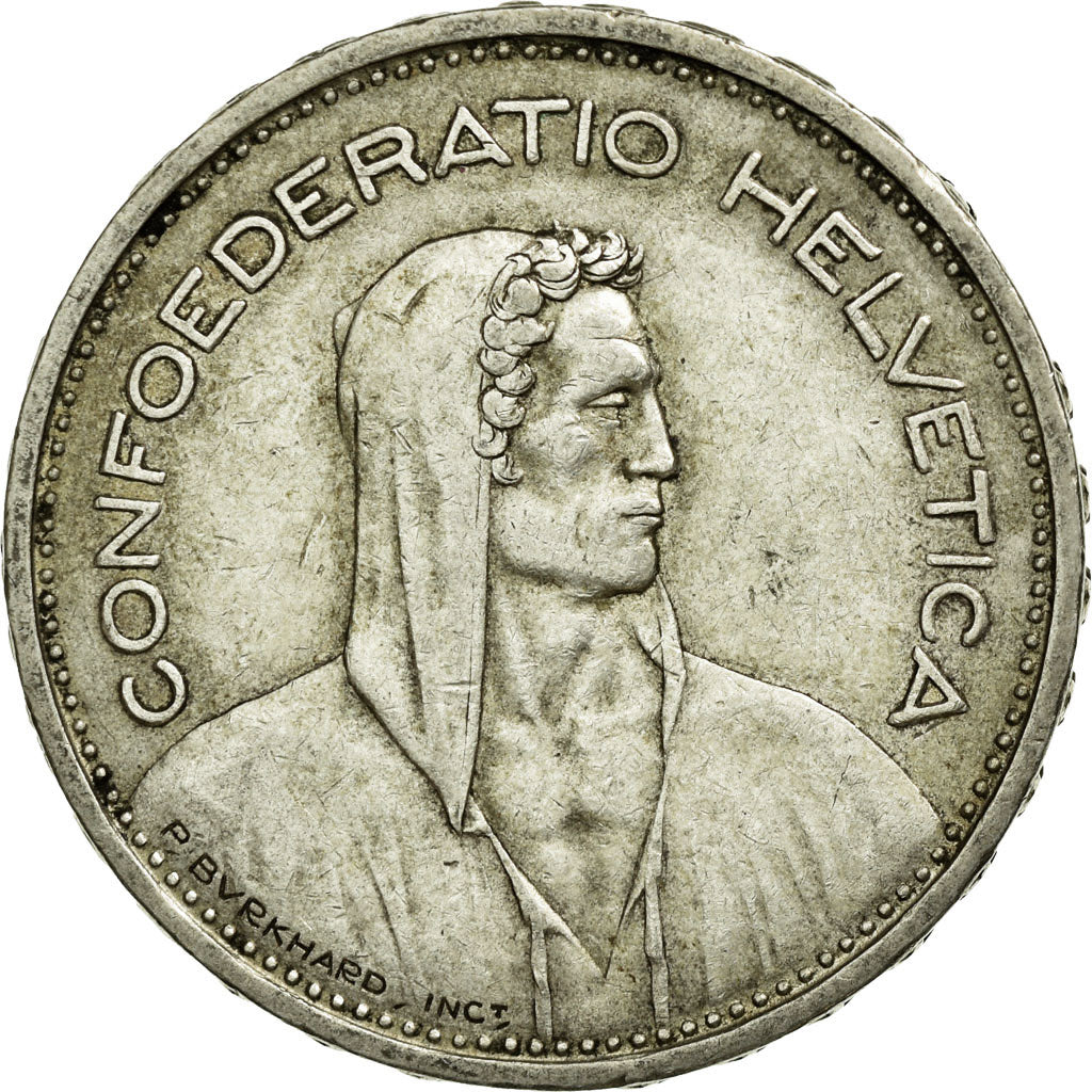 Coin, Switzerland, 5 Francs, 1933, Bern, AU(50-53), Silver, KM:40