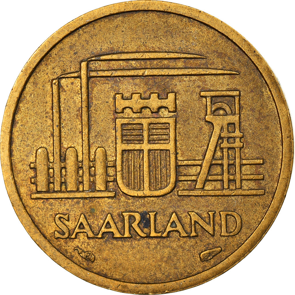 Coin, SAARLAND, 10 Franken, 1954, Paris, VF(30-35), Aluminum-Bronze, KM:1