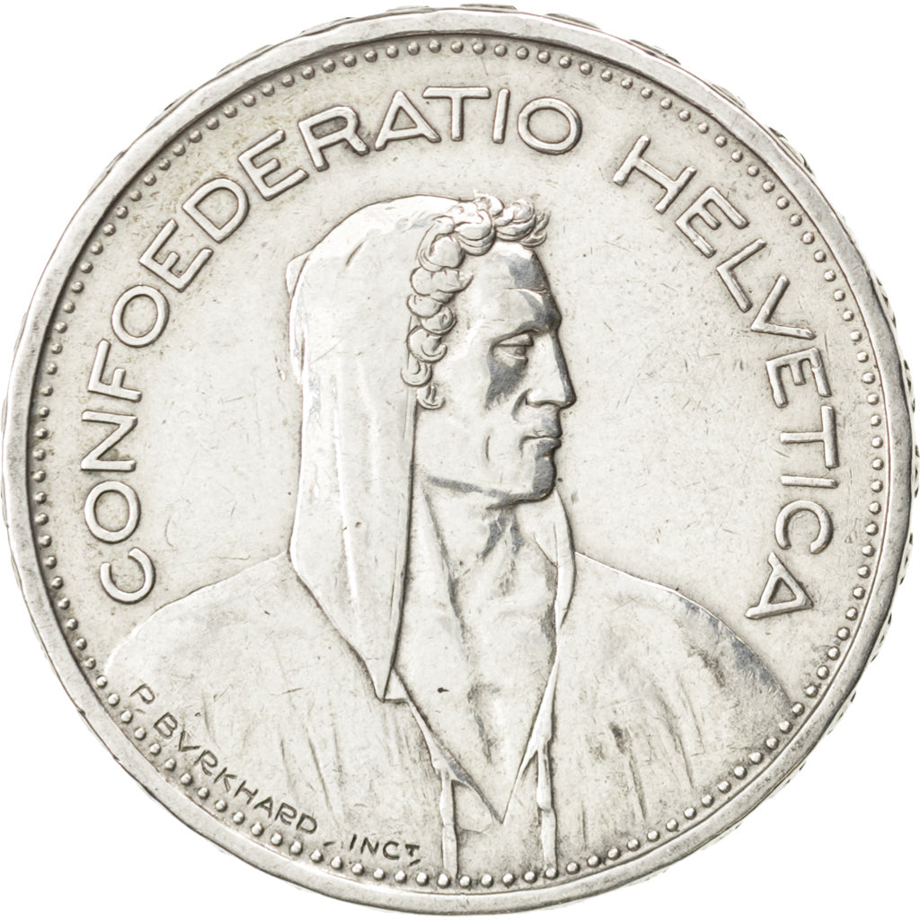 SWITZERLAND, 5 Francs, 1933, Bern, KM #40, AU(50-53), Silver, 31.45, 14.95