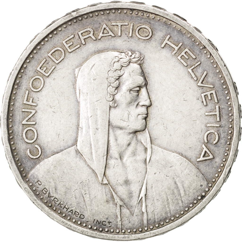 SWITZERLAND, 5 Francs, 1933, Bern, KM #40, AU(50-53), Silver, 31.45, 15.01
