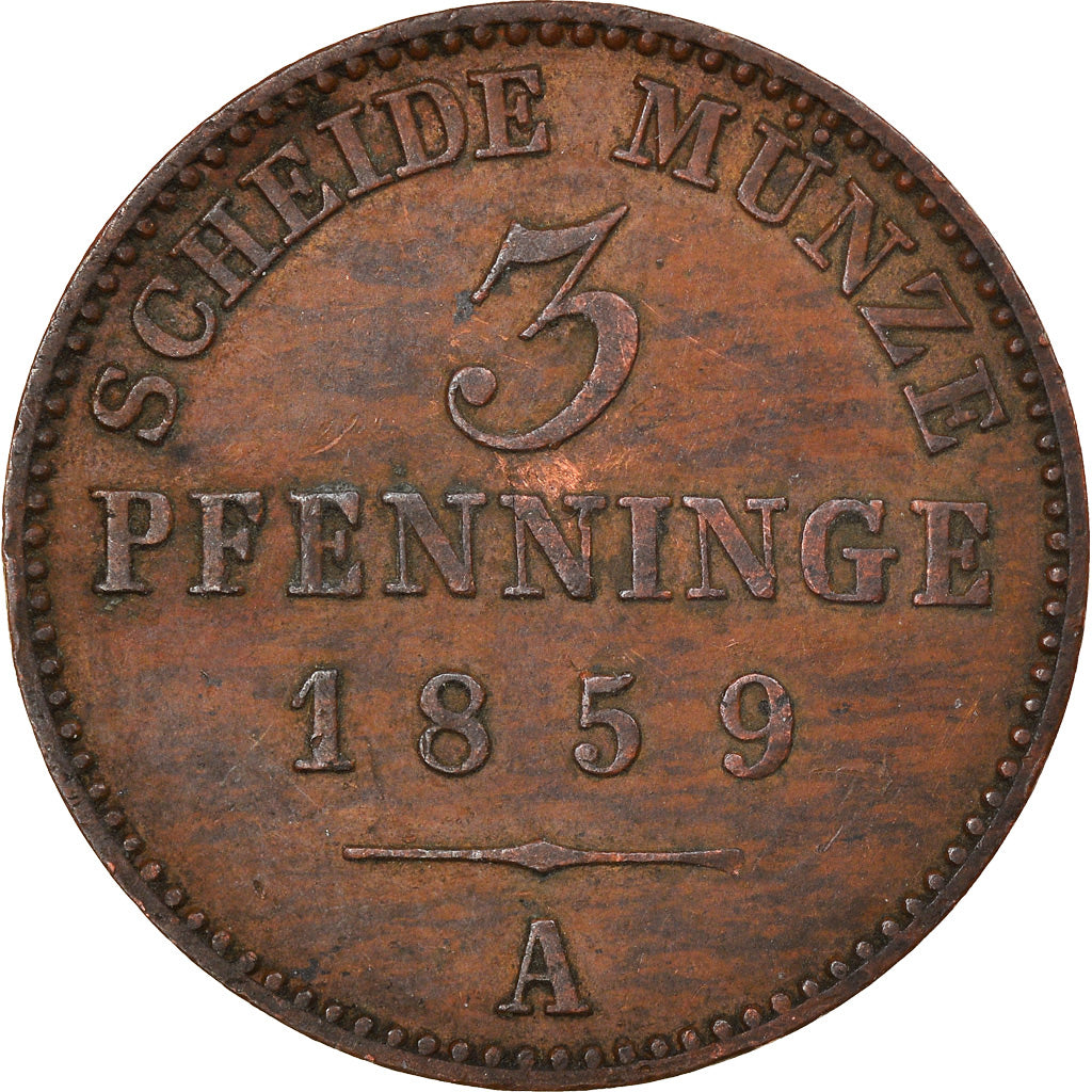 Monnaie, Etats allemands, PRUSSIA, Friedrich Wilhelm IV, 3 Pfennig, 1859