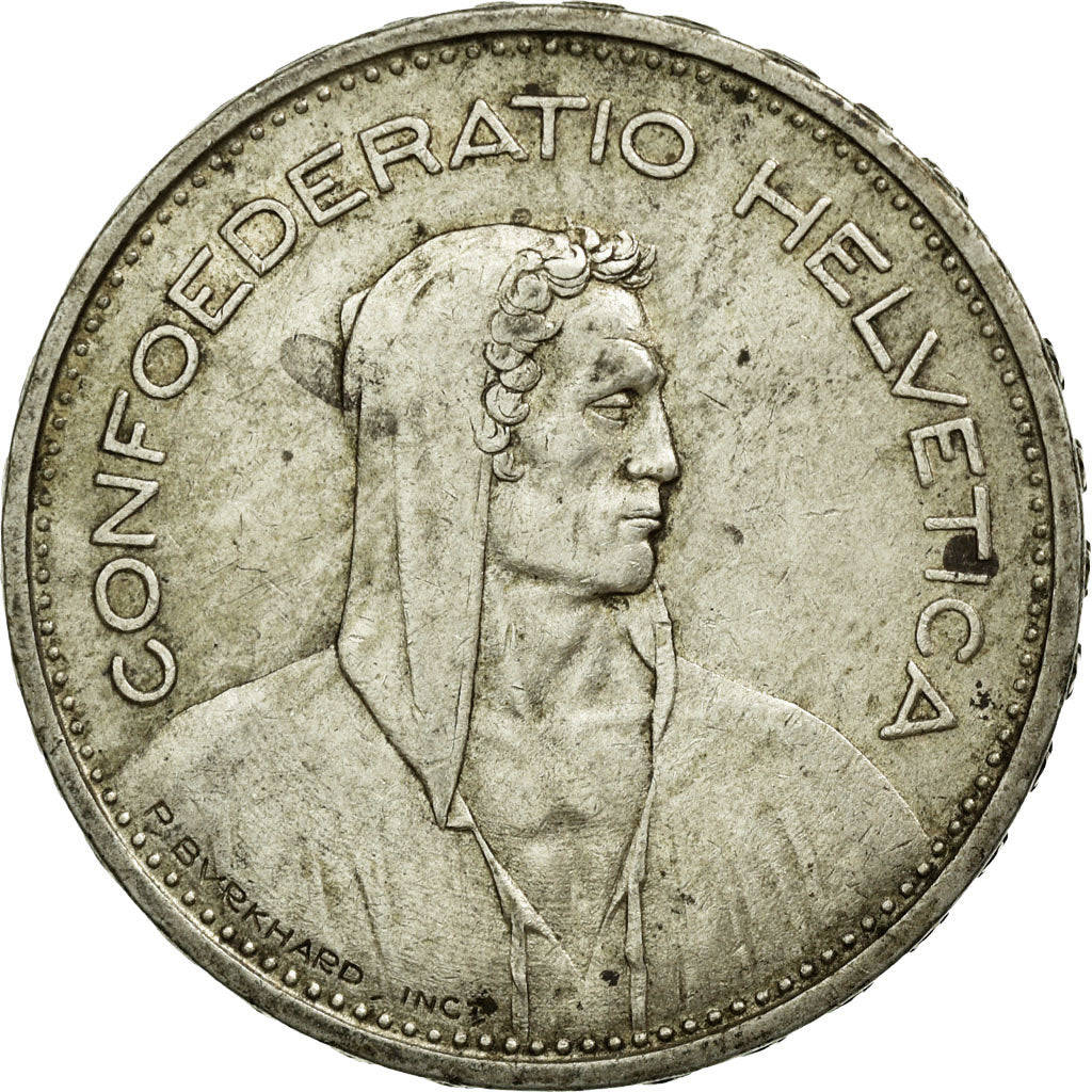 Coin, Switzerland, 5 Francs, 1933, Bern, AU(50-53), Silver, KM:40