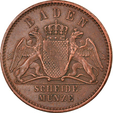 Coin, German States, BADEN, Friedrich I, 1/2 Kreuzer, 1865, VF(30-35), Copper