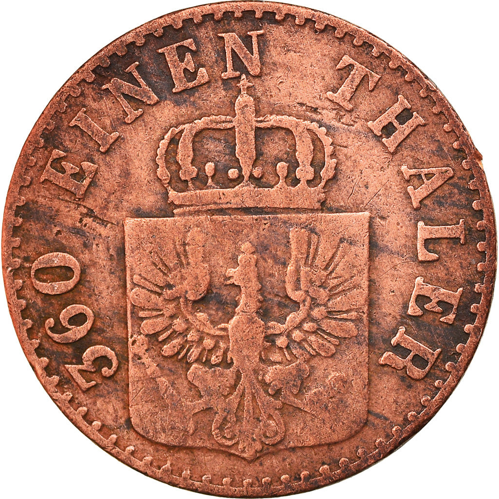 Coin, German States, PRUSSIA, Friedrich Wilhelm IV, Pfennig, 1851, VF(30-35)