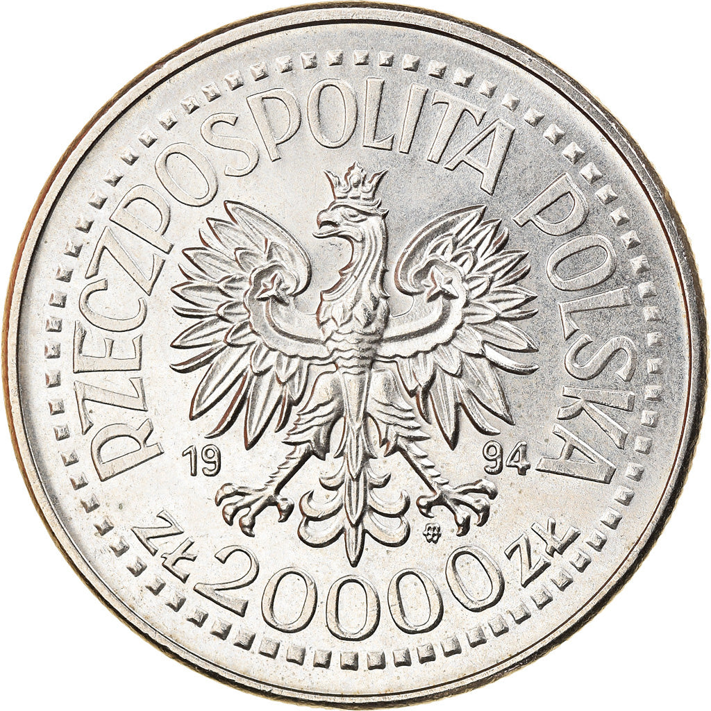 Munten, Polen, 20000 Zlotych, 1994, Warsaw, ZF, Copper-nickel, KM:270