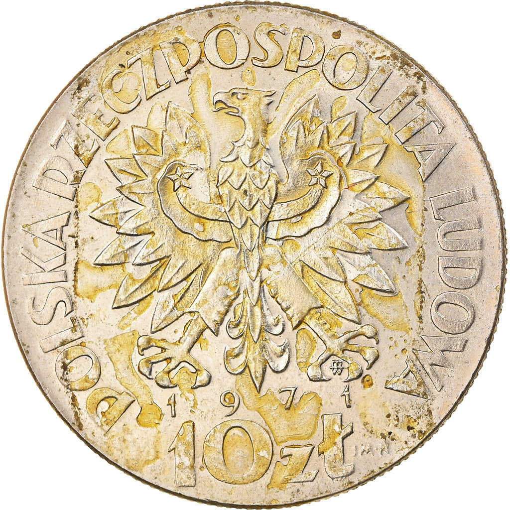 Moneta, Polska, 10 Zlotych, 1971, Warsaw, VF(30-35), Miedź-Nikiel, KM:Pr185
