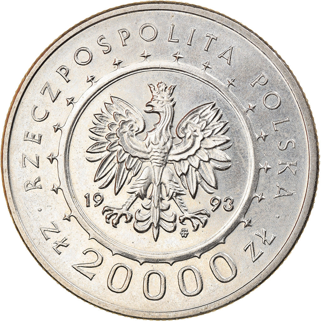 Coin, Poland, 20000 Zlotych, 1993, Warsaw, EF(40-45), Copper-nickel, KM:244