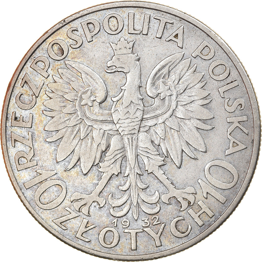 Coin, Poland, 10 Zlotych, 1932, Warsaw, VF(30-35), Silver, KM:22