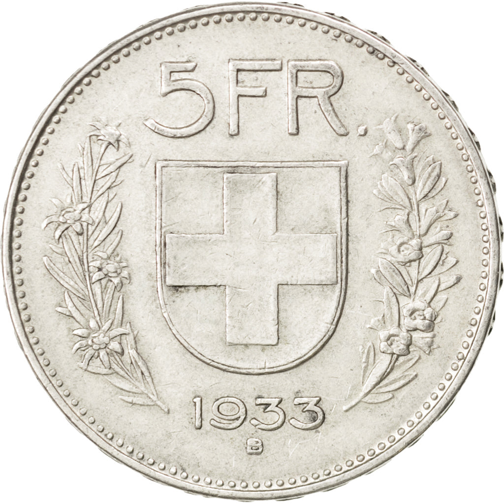 Coin, Switzerland, 5 Francs, 1933, Bern, EF(40-45), Silver, KM:40