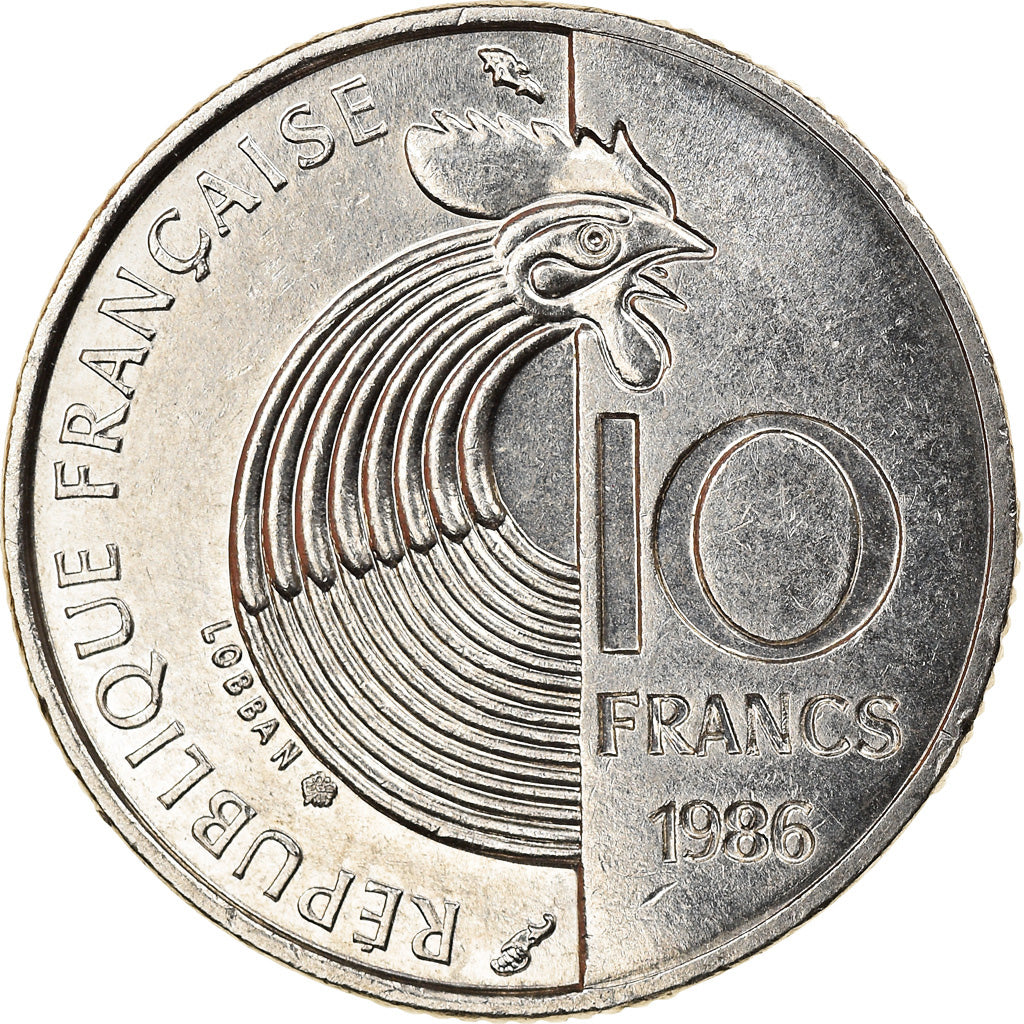 Moneda, Francia, Schumann, 10 Francs, 1986, Paris, MBC, Níquel, KM:958