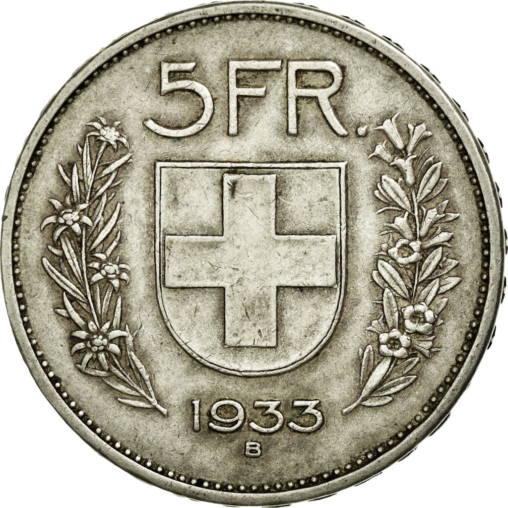 Coin, Switzerland, 5 Francs, 1933, Bern, EF(40-45), Silver, KM:40