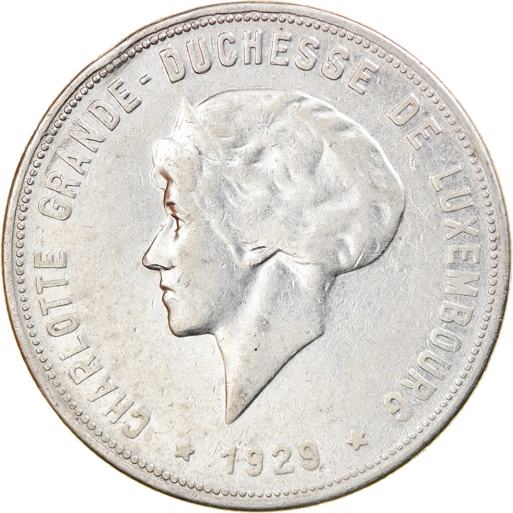 Coin, Luxembourg, Charlotte, 10 Francs, 1929, VF(30-35), Silver, KM:39