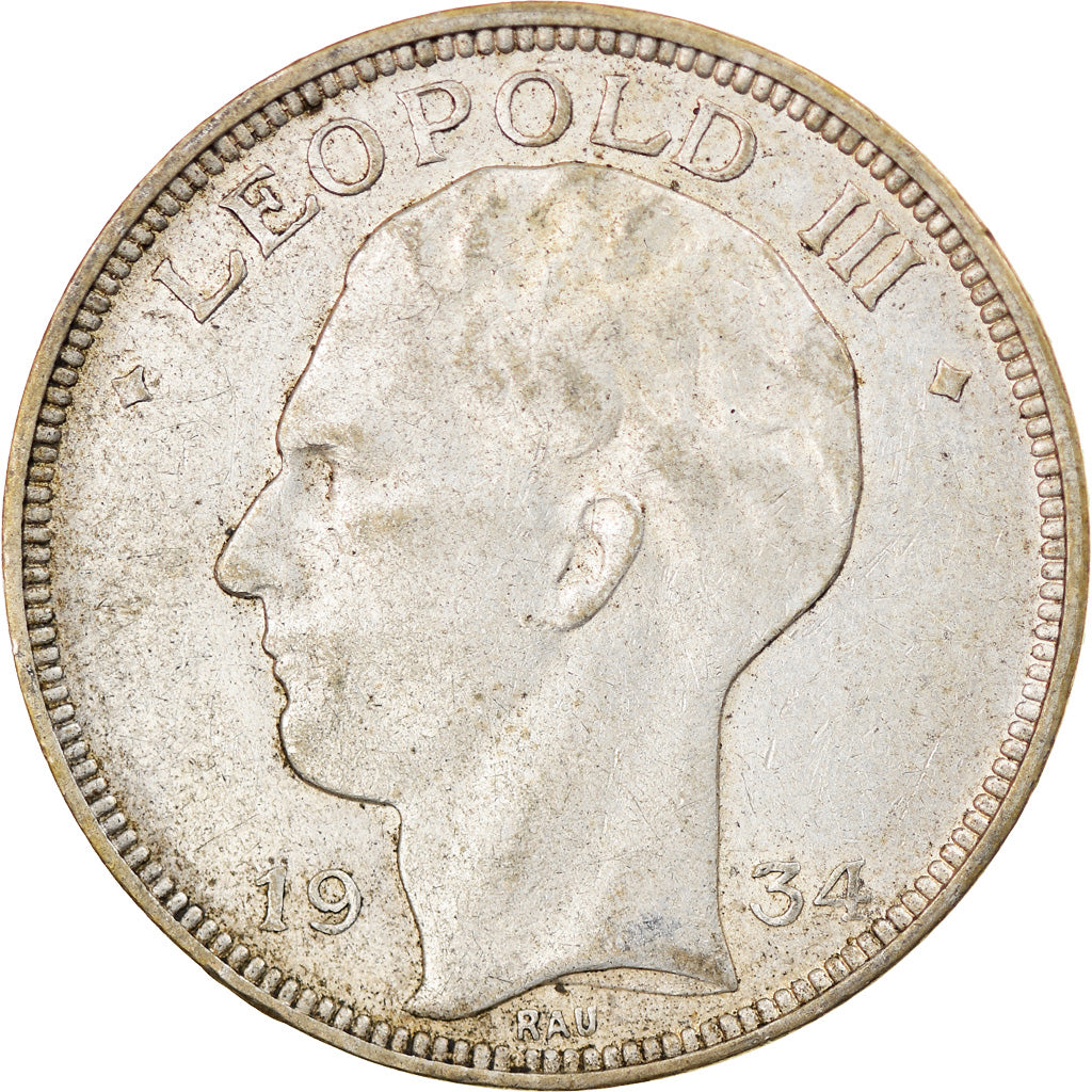 Coin, Belgium, 20 Francs, 20 Frank, 1934, VF(30-35), Silver, KM:105