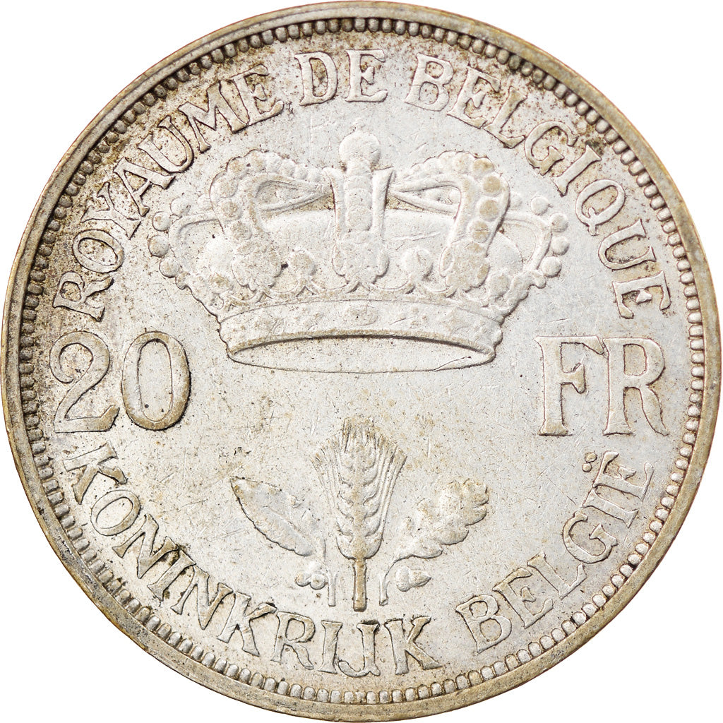 Coin, Belgium, 20 Francs, 20 Frank, 1934, VF(30-35), Silver, KM:105