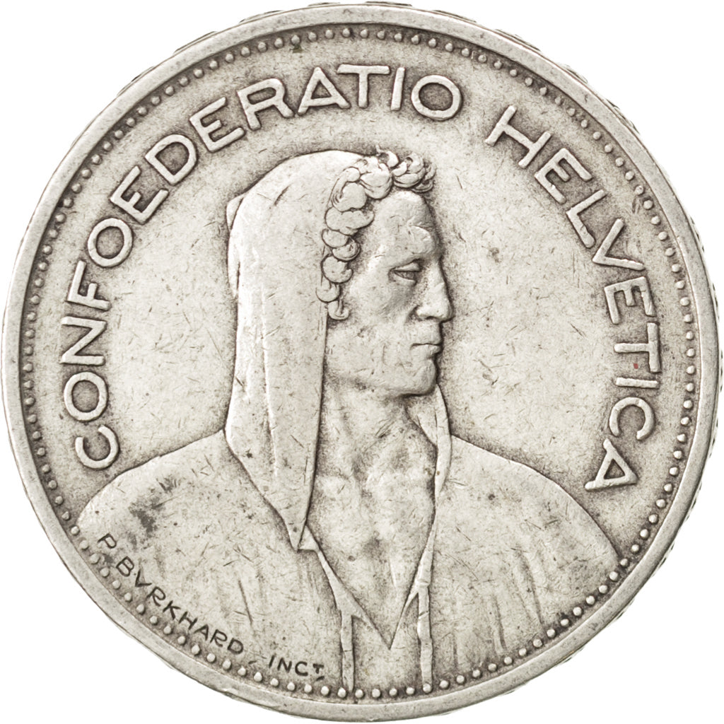 SWITZERLAND, 5 Francs, 1933, Bern, KM #40, VF(30-35), Silver, 31.45, 14.97